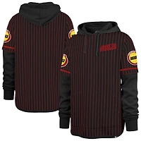 Men's '47  Black Houston Rockets Throwback Pinstripe Double Header Hoodie