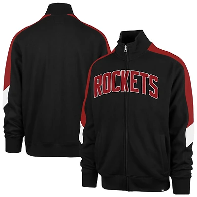 Men's '47 Black Houston Rockets Wordmark Shoot Out Full-Zip Track Jacket