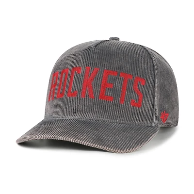 Men's '47  Charcoal Houston Rockets Reclaim Snow Wash Corduroy Adjustable Hitch Hat