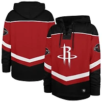 Men's '47  Red/Black Houston Rockets Tri-Satin Layup Lacer Hoodie