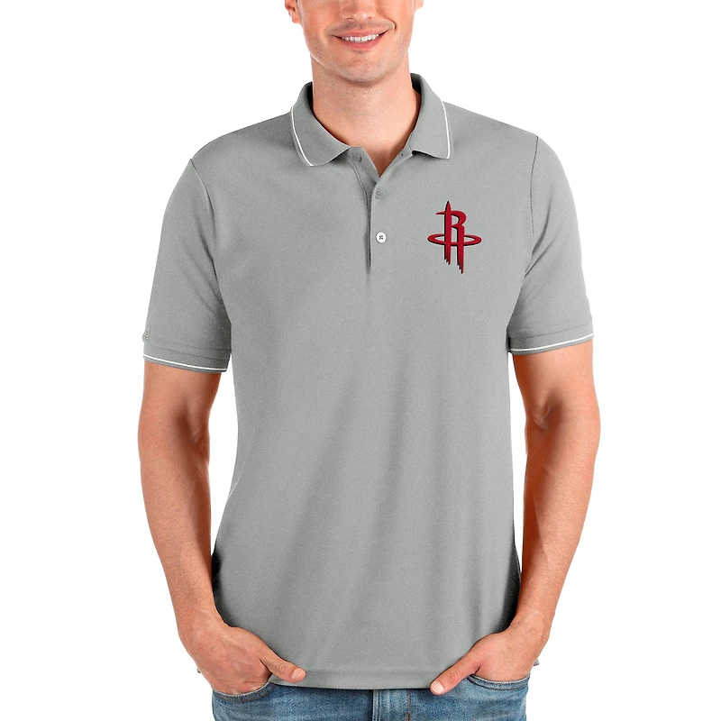 Polo gris chiné Antigua Affluent pour homme des Houston Rockets