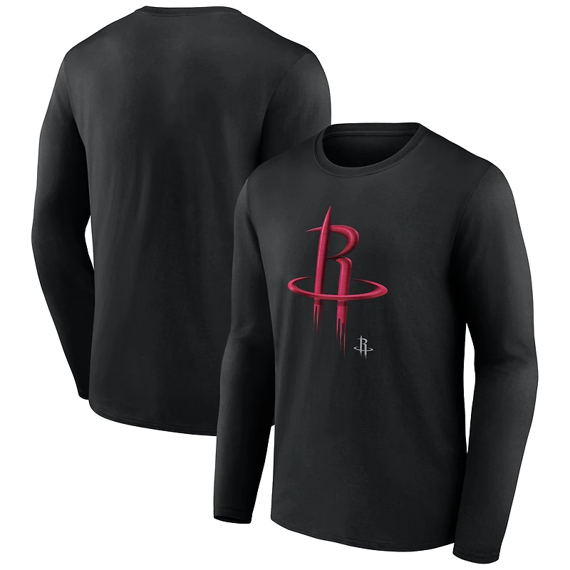 Men's  Black Houston Rockets Midnight Mascot Long Sleeve T-Shirt