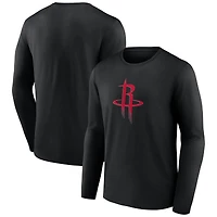 Men's  Black Houston Rockets Primary Logo Long Sleeve T-Shirt