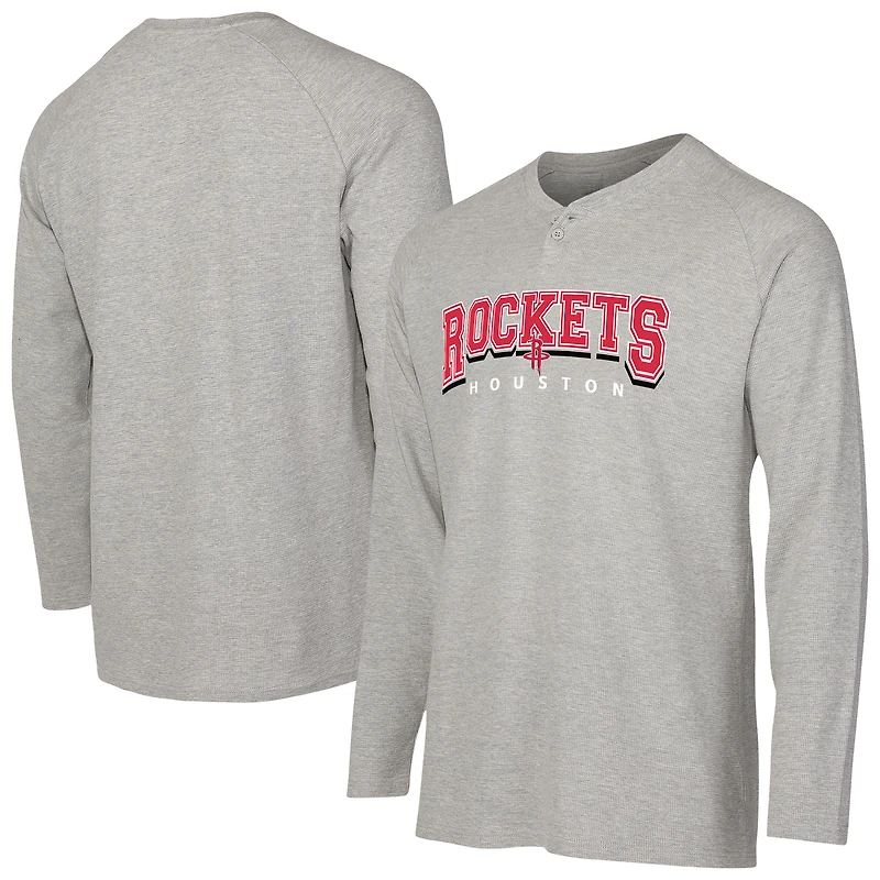Men's Concepts Sport  Gray Houston Rockets Hawthorn Thermal Knit Long Sleeve Henley T-Shirt