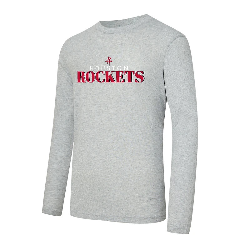 Men's Concepts Sport Red/Heather Gray Houston Rockets Regulate Long Sleeve T-Shirt & Plaid Pant Set