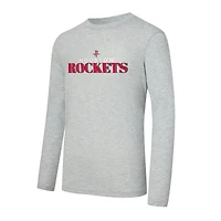 Men's Concepts Sport Red/Heather Gray Houston Rockets Regulate Long Sleeve T-Shirt & Plaid Pant Set