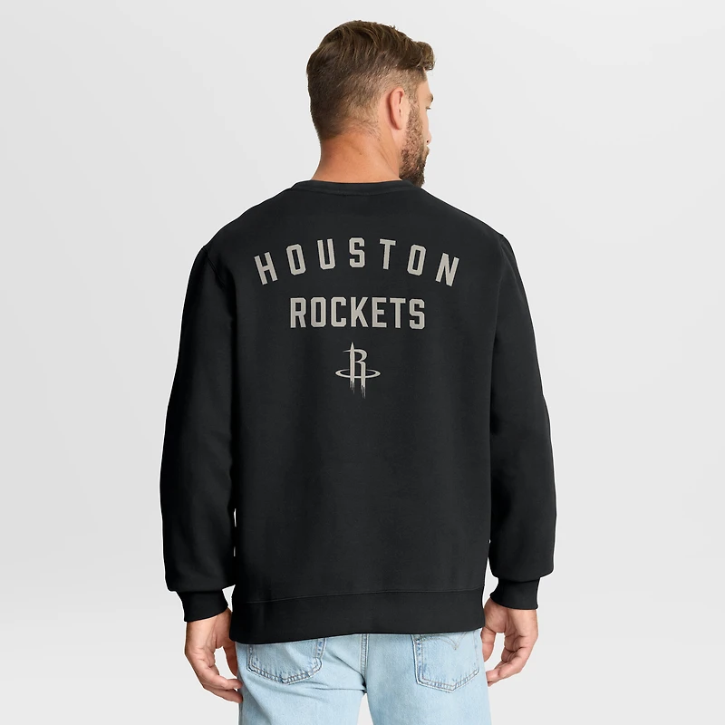 Men's Fanatics Black Houston Rockets Crossover Collection Defensive Rotation Drill Premium Pullover Sweatshirt