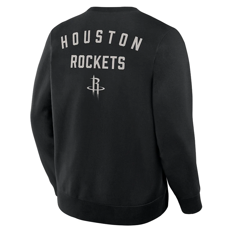 Sweat-shirt à capuche premium Fanatics noir Houston Rockets Crossover Collection Defensive Rotation Drill pour homme