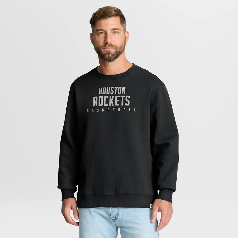 Men's Fanatics Black Houston Rockets Crossover Collection Defensive Rotation Drill Premium Pullover Sweatshirt
