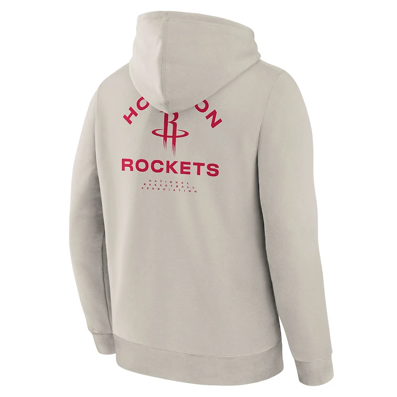 Men's Fanatics Off White Houston Rockets Crossover Collection Blocked Shot Premium Pullover Hoodie