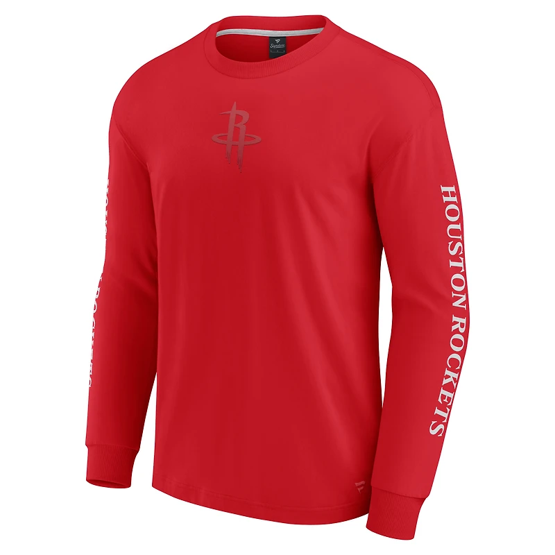 T-shirt à manches longues rouge Fanatics pour hommes Houston Rockets Elements Strive