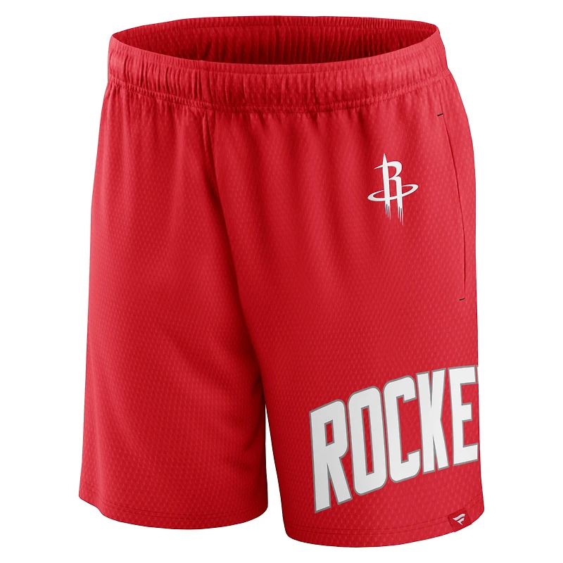 Men's Fanatics Red Houston Rockets Free Throw Mesh Shorts
