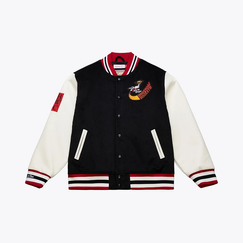 Veste universitaire Mitchell & Ness Hardwood Classics Off Day pour homme, noire et blanche, Houston Rockets.