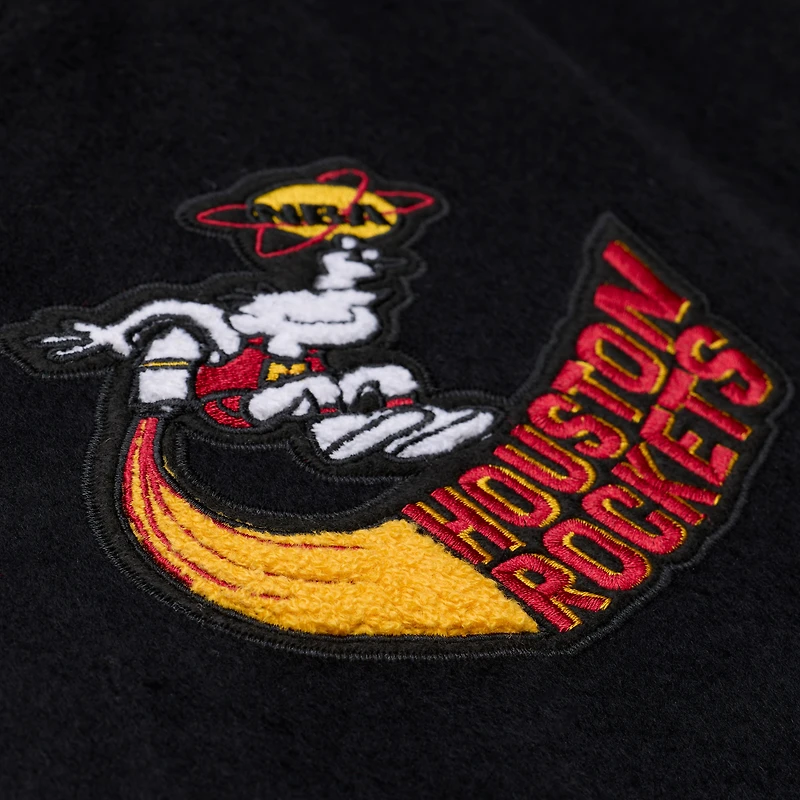 Veste universitaire Mitchell & Ness Hardwood Classics Off Day pour homme, noire et blanche, Houston Rockets.