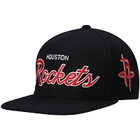 Casquette pour homme Houston Rockets Hardwood Classics Script 2.0 Snapback noire Mitchell & Ness pour homme