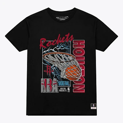 T-shirt Mitchell & Ness noir Houston Rockets Lightning Swish pour homme