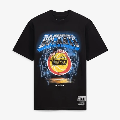 Men's Mitchell & Ness Black Houston Rockets Lightning T-Shirt
