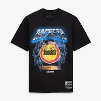 Men's Mitchell & Ness  Black Houston Rockets Lightning T-Shirt