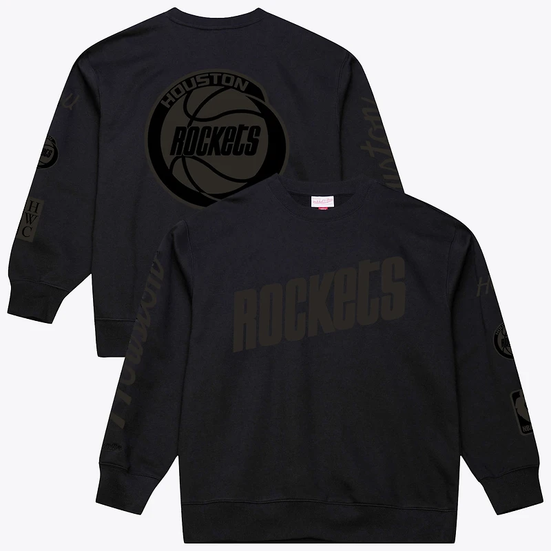 Men's Mitchell & Ness Black Houston Rockets Phantom Fleece Sweatshirt