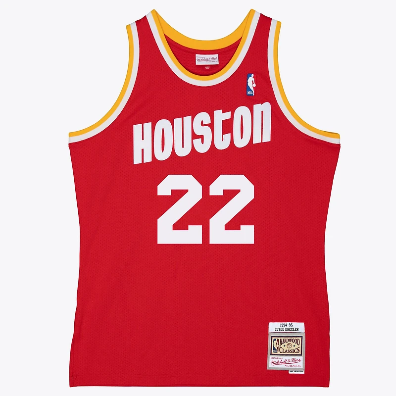 Maillot Swingman Mitchell & Ness Clyde Drexler rouge des Houston Rockets 1994/95 pour homme