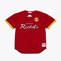 Men's Mitchell & Ness  Red Houston Rockets Hardwood Classics Head Coach Mesh Full-Button Fashion Jersey