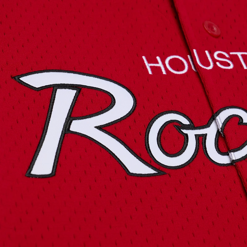 Maillot de mode Mitchell & Ness rouge Houston Rockets Hardwood Classics Head Coach en maille à boutons pour homme