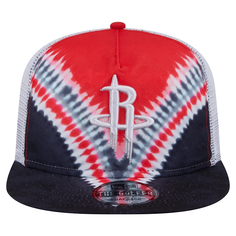 Casquette de golf à visière snapback noire/rouge Houston Rockets de New Era pour homme