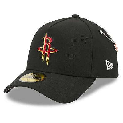Men's New Era Black Houston Rockets 2026 NBA Draft On-Stage Crystal A-Frame 59FORTY Fitted Hat