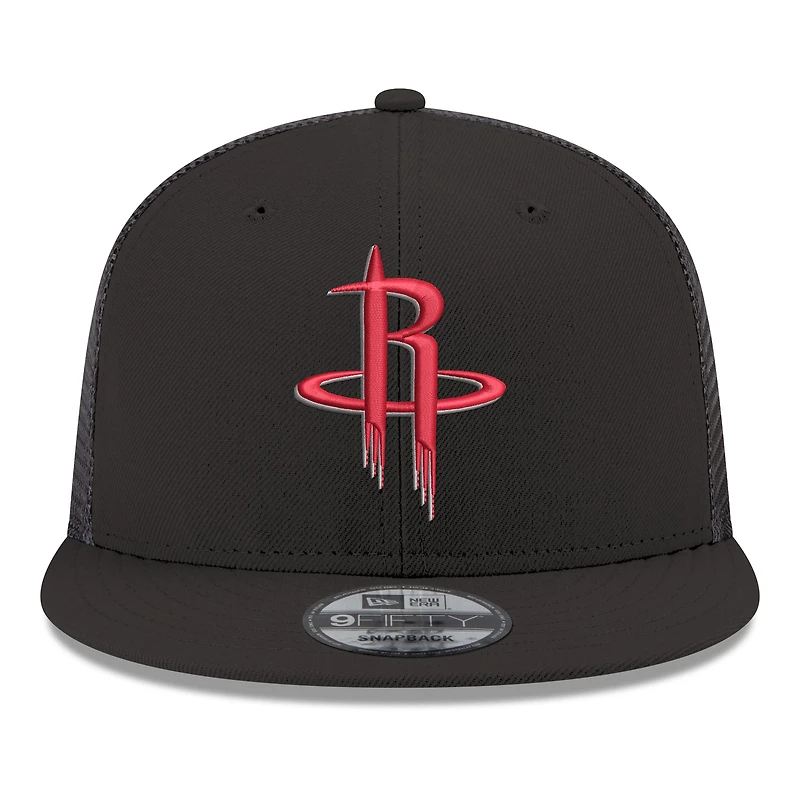Men's New Era Black Houston Rockets Core Logo Meshback 9FIFTY Snapback Hat