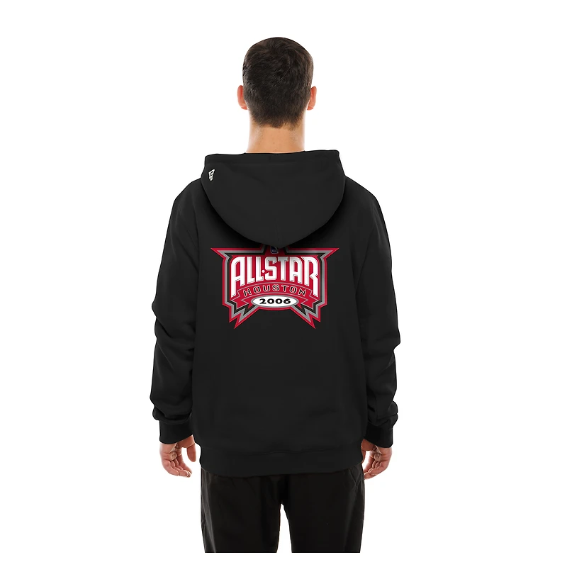 Sweat à capuche New Era noir pour homme, logo Houston Rockets avant et arrière.