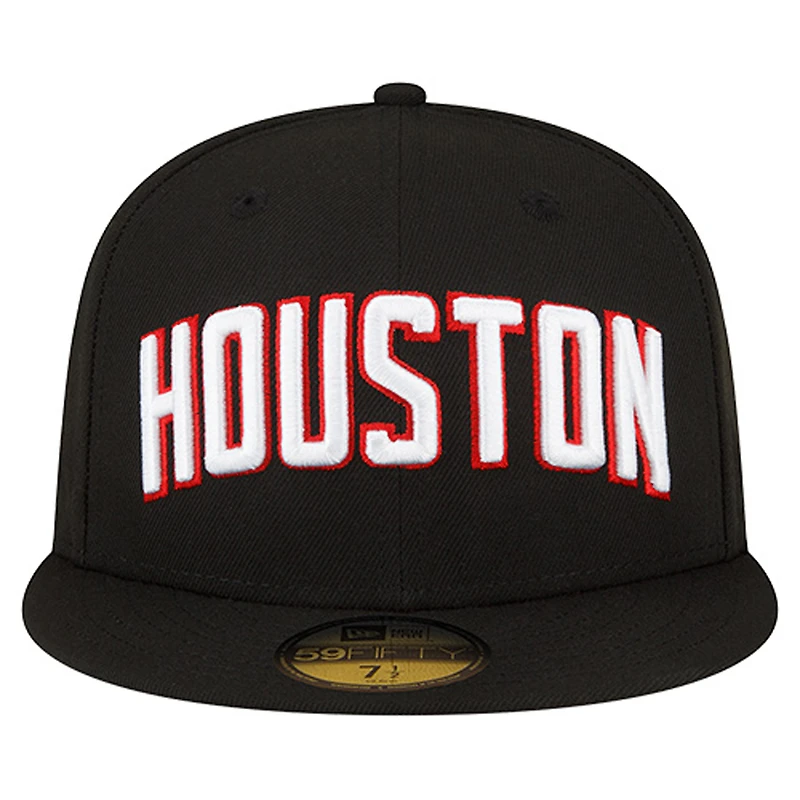 Men's New Era Black Houston Rockets Statement Edition Jersey Hook 59Fifty Fitted Hat