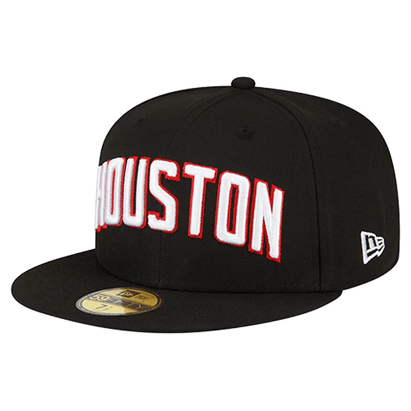 Men's New Era Black Houston Rockets Statement Edition Jersey Hook 59Fifty Fitted Hat