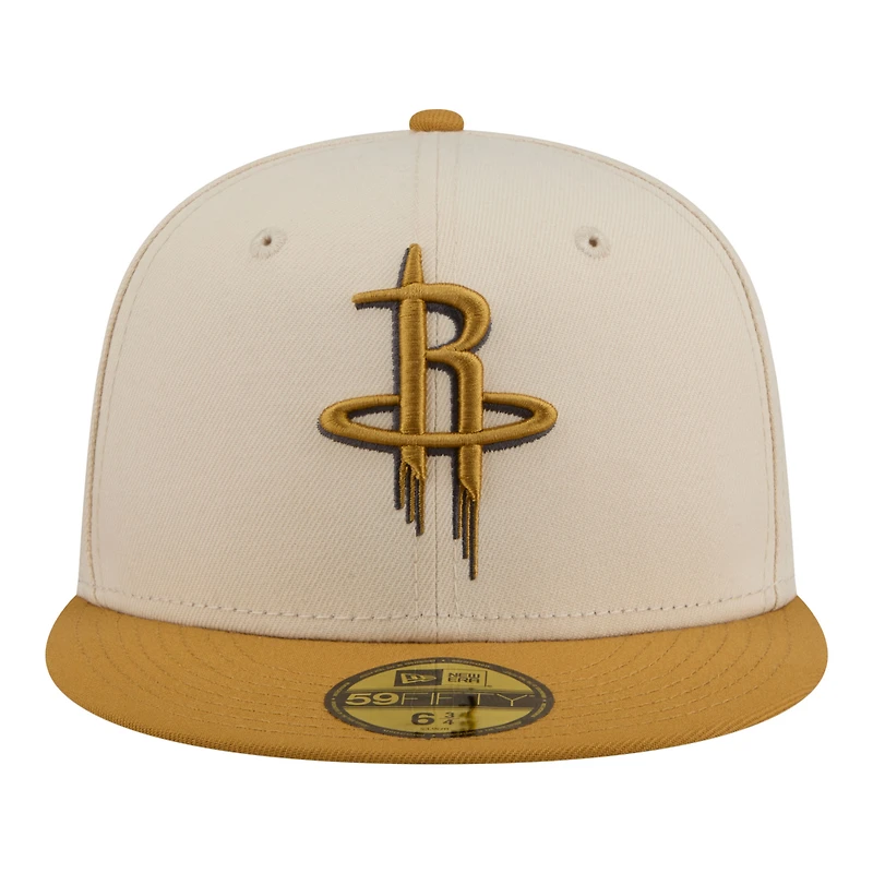 Men's New Era Cream/Tan Houston Rockets Two-Tone Color Pack 59FIFTY Fitted Hat
