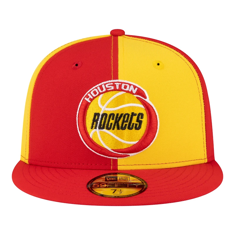 Men's New Era  Gold/Red Houston Rockets 80s Throwback Pinwheel 59FIFTY Fitted Hat