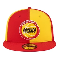 Men's New Era  Gold/Red Houston Rockets 80s Throwback Pinwheel 59FIFTY Fitted Hat