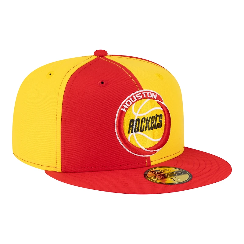 Men's New Era  Gold/Red Houston Rockets 80s Throwback Pinwheel 59FIFTY Fitted Hat