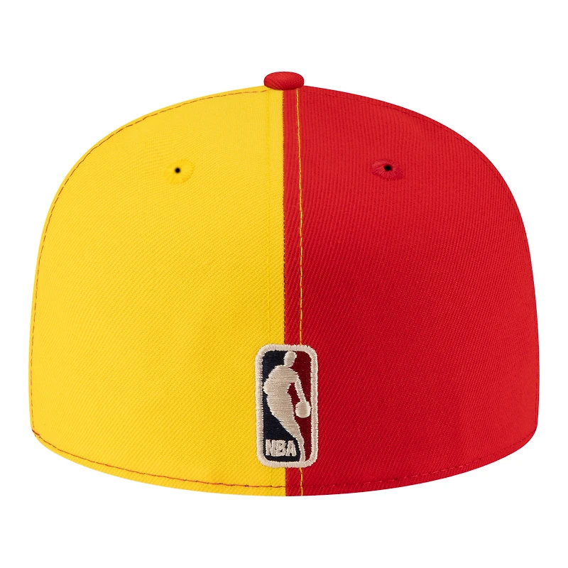 Men's New Era  Gold/Red Houston Rockets 80s Throwback Pinwheel 59FIFTY Fitted Hat