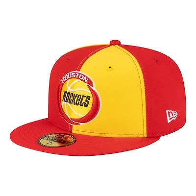 Men's New Era  Gold/Red Houston Rockets 80s Throwback Pinwheel 59FIFTY Fitted Hat