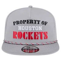 Casquette snapback grise Houston Rockets de New Era pour homme, modèle rétro, propriété du golfeur