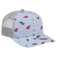 Casquette extensible à boutons-pression New Era bleu clair/gris Houston Rockets Adventure Aloha Pattern 9SEVENTY pour homme