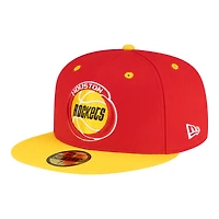 Casquette ajustée New Era rouge/or Houston Rockets style années 80, modèle 59FIFTY pour homme