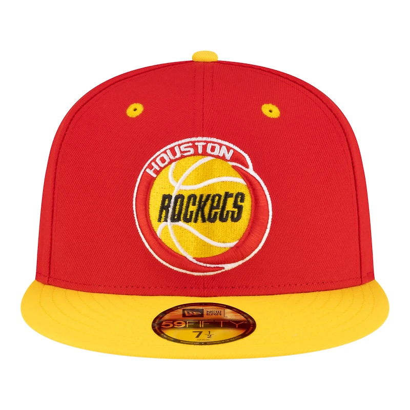 Men's New Era Red/Gold Houston Rockets 80s Throwback 59FIFTY Fitted Hat