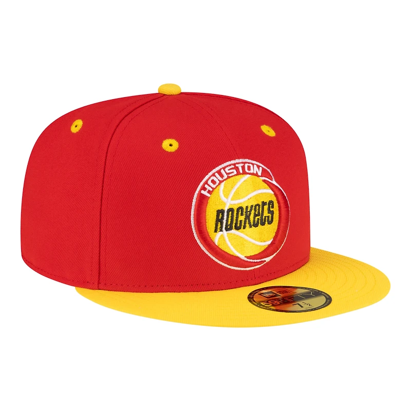 Men's New Era Red/Gold Houston Rockets 80s Throwback 59FIFTY Fitted Hat