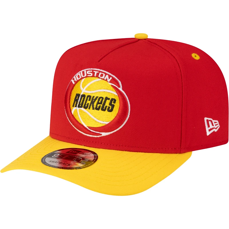 Men's New Era  Red/Gold Houston Rockets 80s Throwback A-Frame 9FIFTY Snapback Hat