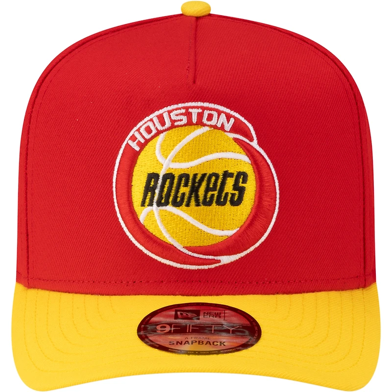 Casquette snapback New Era rouge et or Houston Rockets années 80, style rétro, modèle 9FIFTY