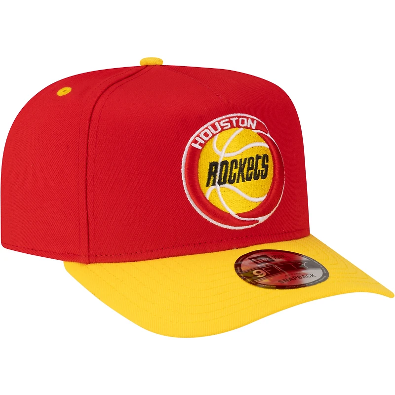 Men's New Era  Red/Gold Houston Rockets 80s Throwback A-Frame 9FIFTY Snapback Hat