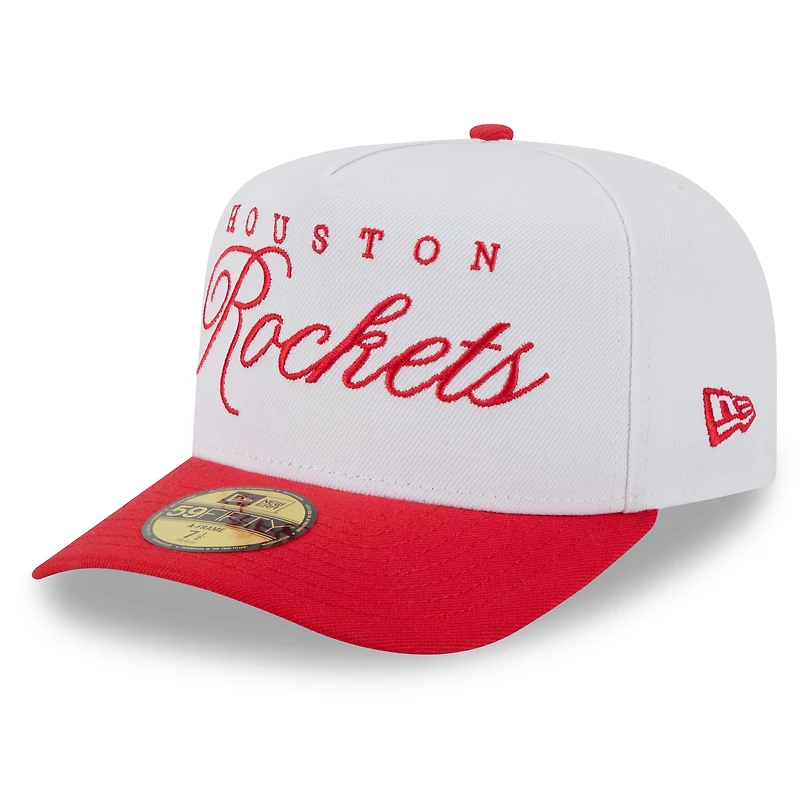 Men's New Era White/Red Houston Rockets 2025 NBA Draft A-Frame 59FIFTY Fitted Hat