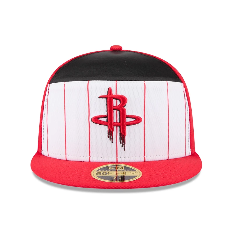 Casquette ajustée New Era 59FIFTY blanche/rouge Houston Rockets 2025 NBA Tip Off Split Panel pour homme