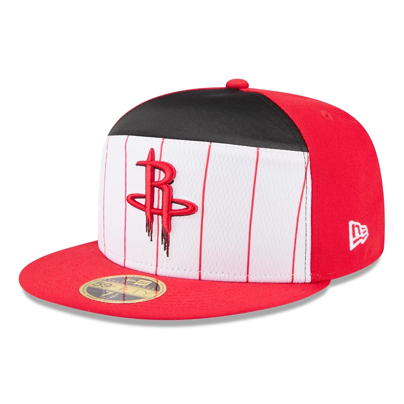 Casquette ajustée New Era 59FIFTY blanche/rouge Houston Rockets 2025 NBA Tip Off Split Panel pour homme