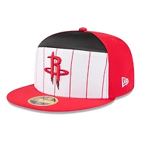 Casquette ajustée New Era 59FIFTY blanche/rouge Houston Rockets 2025 NBA Tip Off Split Panel pour homme